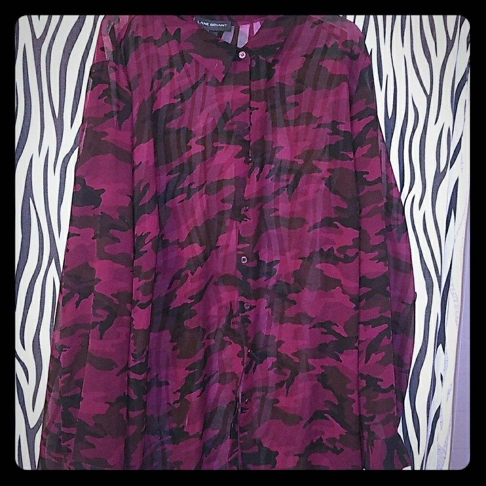 Button down sheer gently used blouse